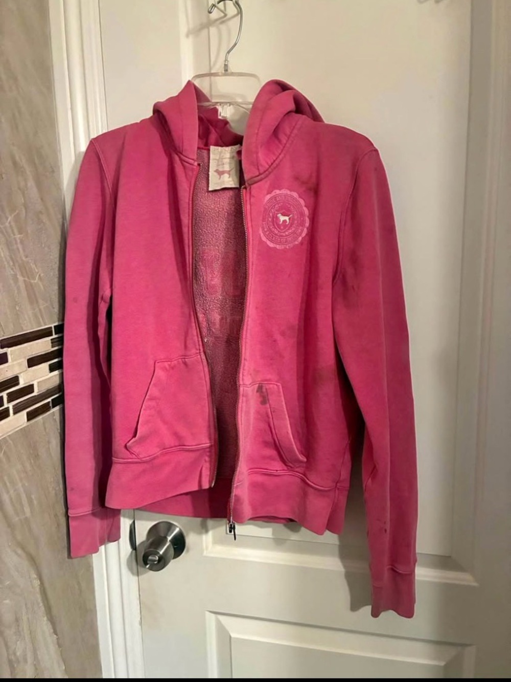 PINK Victoria's Secret Girls' Hot Pink Zip-Up Hoodie